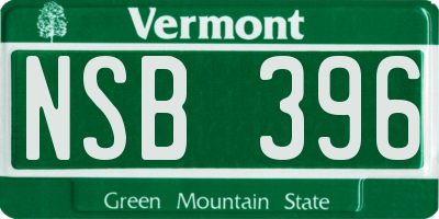 VT license plate NSB396