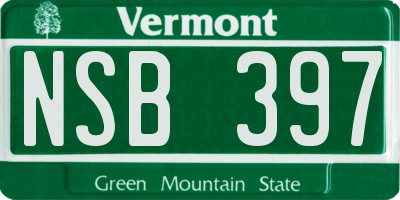 VT license plate NSB397