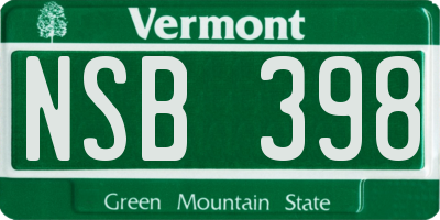 VT license plate NSB398