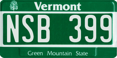 VT license plate NSB399