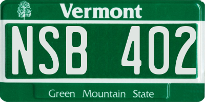 VT license plate NSB402