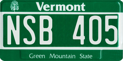 VT license plate NSB405
