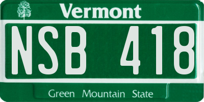 VT license plate NSB418