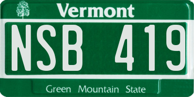 VT license plate NSB419