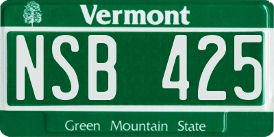 VT license plate NSB425