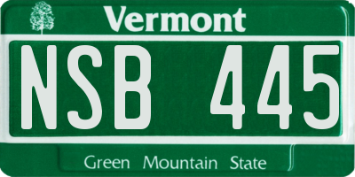 VT license plate NSB445