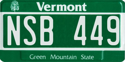 VT license plate NSB449