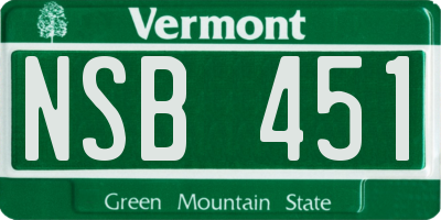 VT license plate NSB451