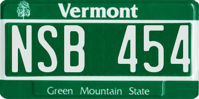 VT license plate NSB454