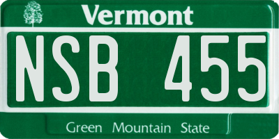 VT license plate NSB455