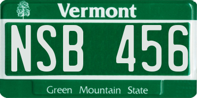 VT license plate NSB456