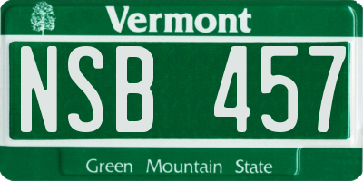 VT license plate NSB457