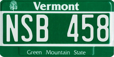 VT license plate NSB458