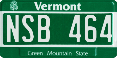 VT license plate NSB464