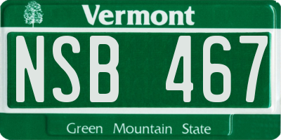 VT license plate NSB467