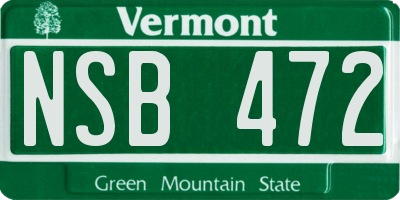 VT license plate NSB472