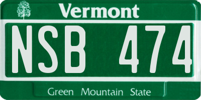 VT license plate NSB474