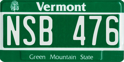 VT license plate NSB476