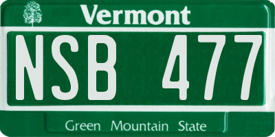 VT license plate NSB477
