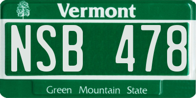 VT license plate NSB478