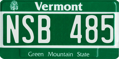 VT license plate NSB485