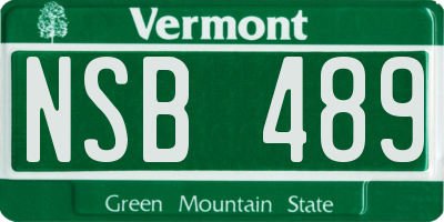 VT license plate NSB489