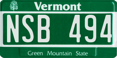 VT license plate NSB494