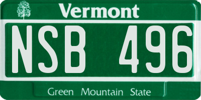 VT license plate NSB496