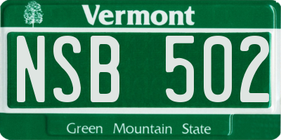 VT license plate NSB502