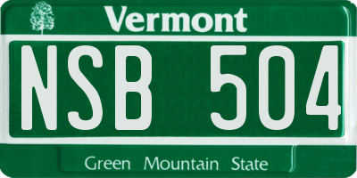VT license plate NSB504