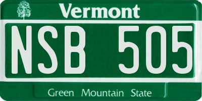 VT license plate NSB505