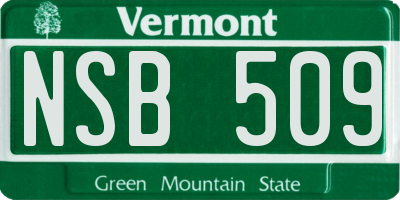 VT license plate NSB509