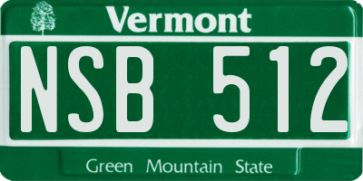 VT license plate NSB512