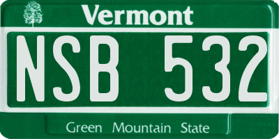 VT license plate NSB532