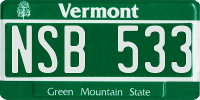 VT license plate NSB533