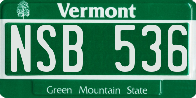 VT license plate NSB536