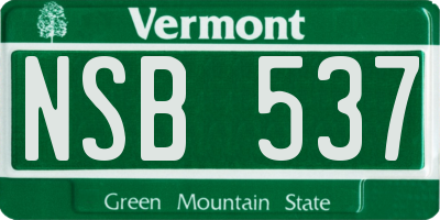 VT license plate NSB537