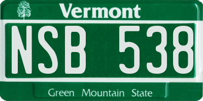 VT license plate NSB538