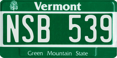 VT license plate NSB539