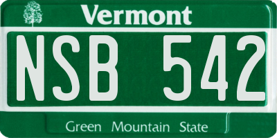 VT license plate NSB542