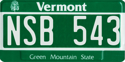 VT license plate NSB543