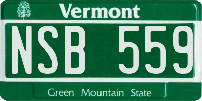 VT license plate NSB559