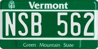 VT license plate NSB562