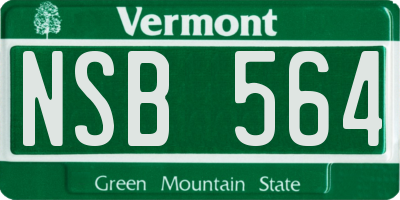 VT license plate NSB564
