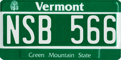 VT license plate NSB566