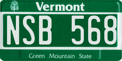 VT license plate NSB568