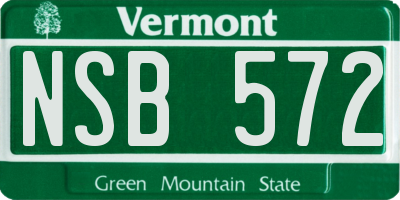 VT license plate NSB572