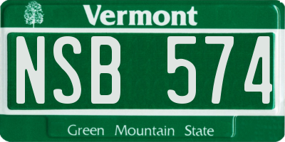 VT license plate NSB574