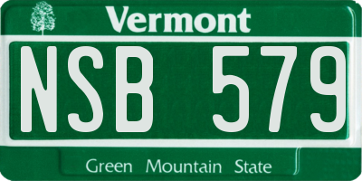 VT license plate NSB579
