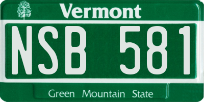 VT license plate NSB581